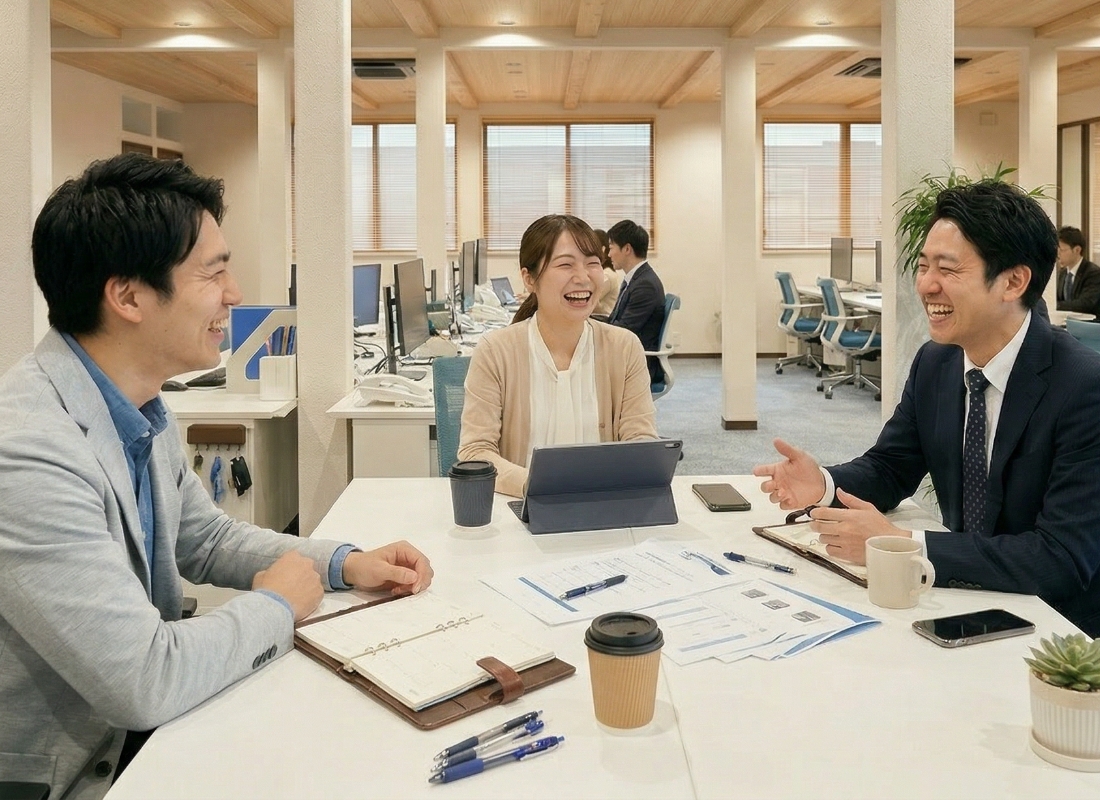 笑顔で働く社員の様子